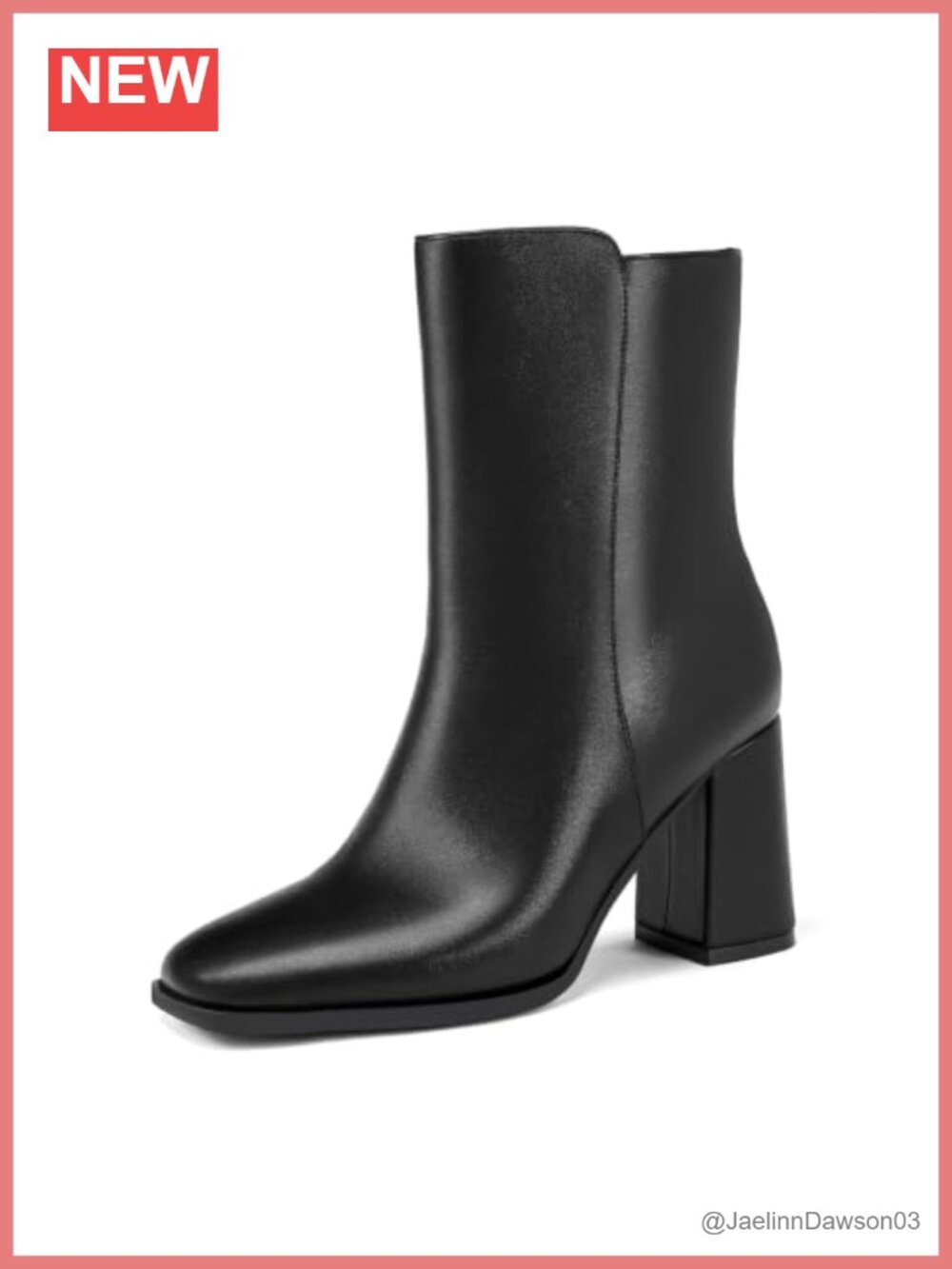 Women's Ankle Boots Square Toe Wide Width Chunky Block Heel Side Zip Faux